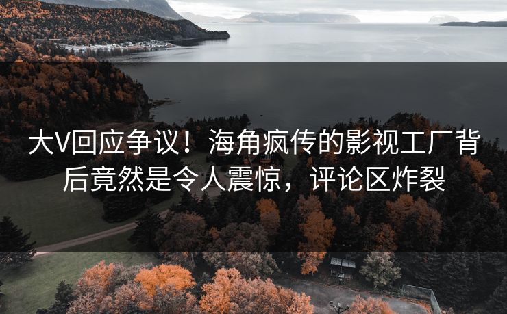 大V回应争议！海角疯传的影视工厂背后竟然是令人震惊，评论区炸裂