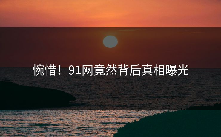 惋惜！91网竟然背后真相曝光