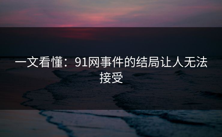一文看懂：91网事件的结局让人无法接受