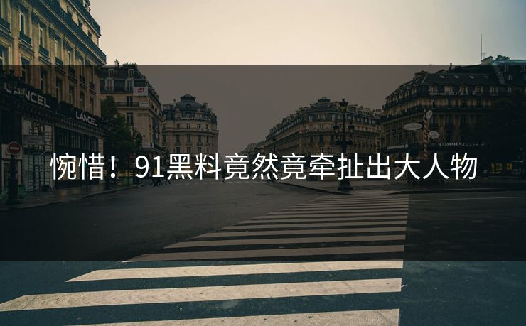 惋惜！91黑料竟然竟牵扯出大人物