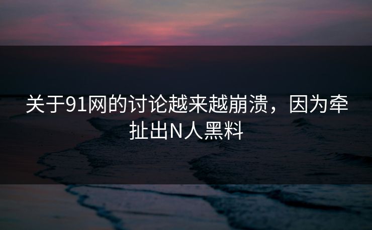 关于91网的讨论越来越崩溃，因为牵扯出N人黑料