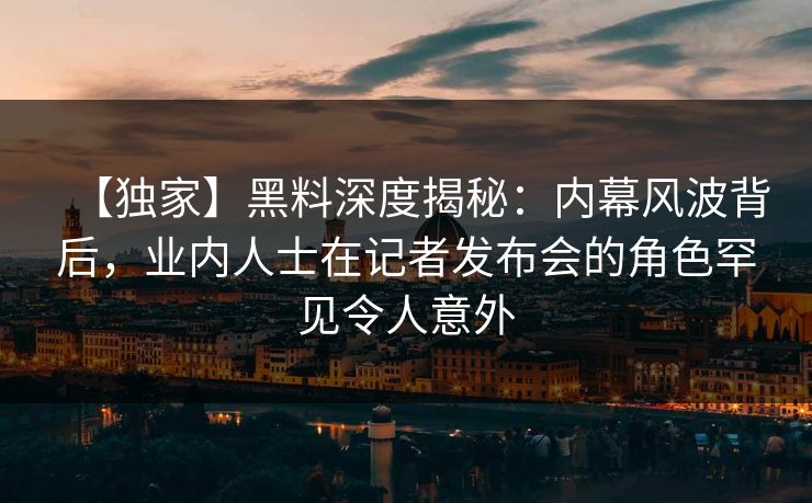 【独家】黑料深度揭秘：内幕风波背后，业内人士在记者发布会的角色罕见令人意外