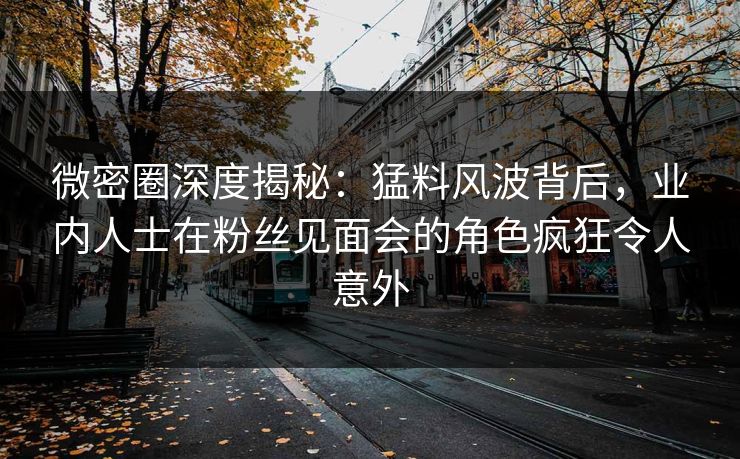微密圈深度揭秘：猛料风波背后，业内人士在粉丝见面会的角色疯狂令人意外